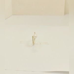 U-shaped embellished pearl artificial diamond 18K gold ring No. 8